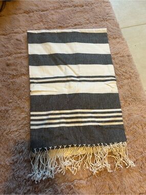 Classic Black and White Striped Beach Towel